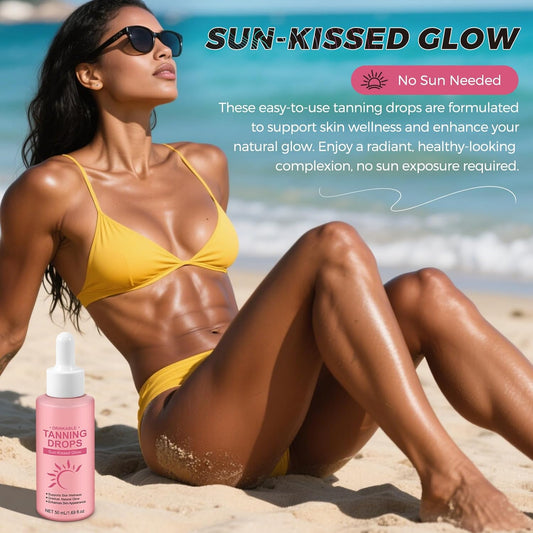 Sunless Tanning Drops to Drink, Natural Drinkable Tanning Drops, Oral Self Tanning Drops with Beta-Carotene, Moisturizing Tanner for Face&Body, Enhancing Your Natural Skin Tone,For All Skin Types 50Ml