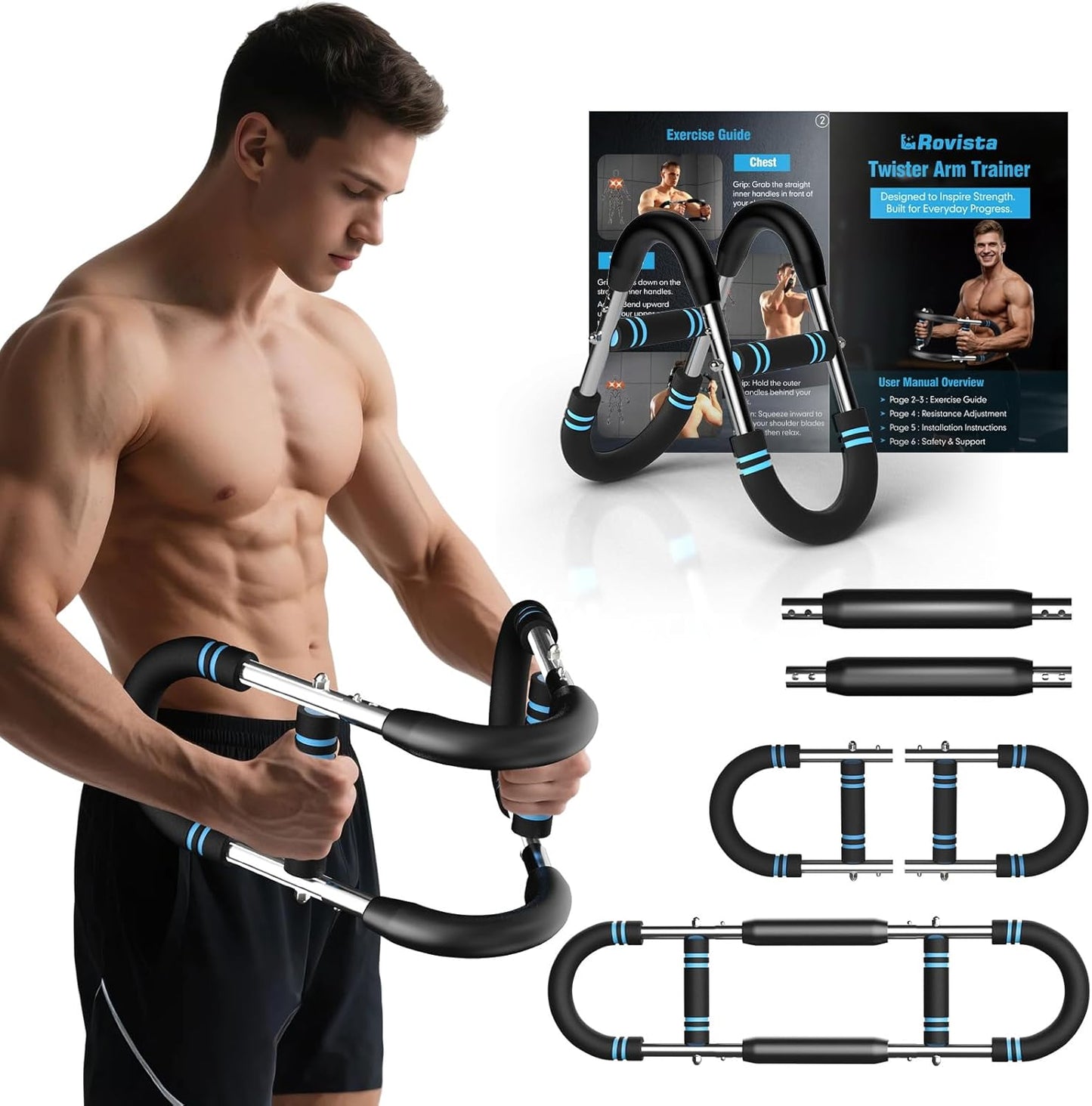 Twister Arm Trainer – 40–90Lb Adjustable Resistance Chest Workout Equipment – Portable Chest Clip Trainer and Arm Exerciser for Visible Gains and Sculpted Muscle
