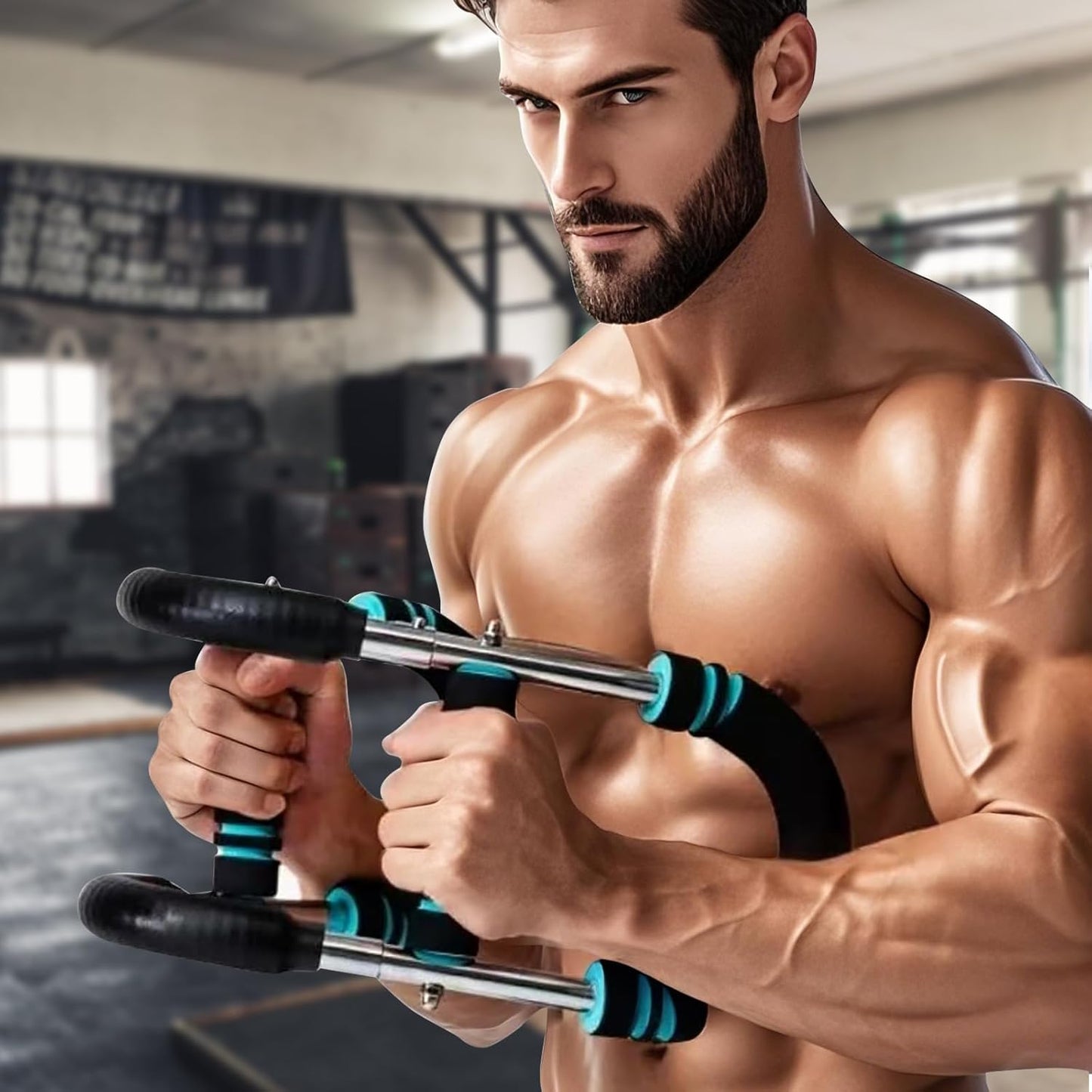 Twister Arm Trainer, 60-110Lb Adjustable Resistance Workout Equipment Twister Arm Chest Exerciser Power Twister Bar, Portable Chest Press Machine Detachable Design Fitness for Home & Gym