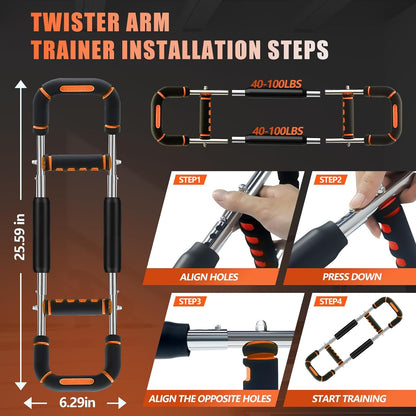 2025 Pro Twister Arm Trainer, Adjustable Power Twister Bar, Chest Shoulder Arm Workout Equipment, Portable Detachable Upper Body Fitness Machine