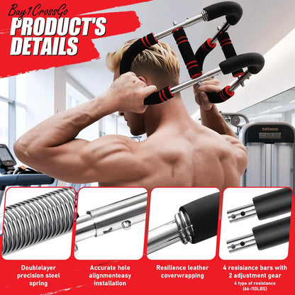Power Twister Arm Trainer, Adjustable Chest Exerciser Arm Exercise Equipment with Leather Cover, Portable Home Fitness Equipment Chest Workout Arm Strenth Trainer for Men, Women(Red)