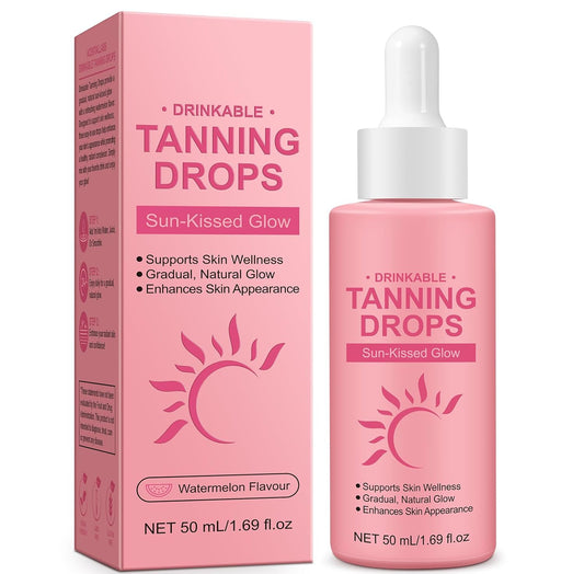 Sunless Tanning Drops to Drink, Natural Drinkable Tanning Drops, Oral Self Tanning Drops with Beta-Carotene, Moisturizing Tanner for Face&Body, Enhancing Your Natural Skin Tone,For All Skin Types 50Ml