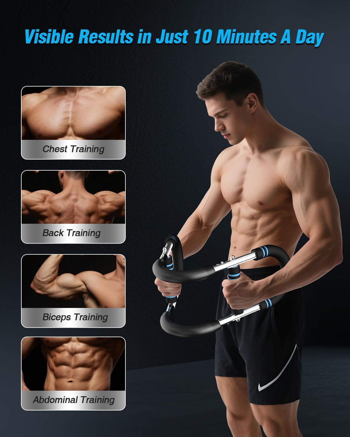 Twister Arm Trainer – 40–90Lb Adjustable Resistance Chest Workout Equipment – Portable Chest Clip Trainer and Arm Exerciser for Visible Gains and Sculpted Muscle