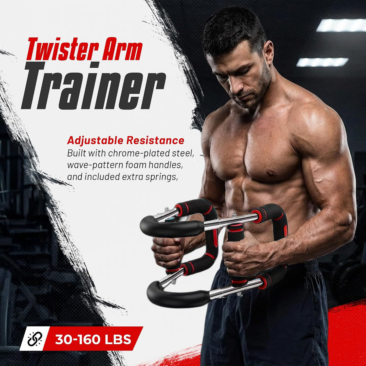 Twister Arm Trainer for Men & Women - Adjustable Power Twister, Upper Body Strength Training Equipment for Home Gym, Chest Expander, Biceps Workout Machine