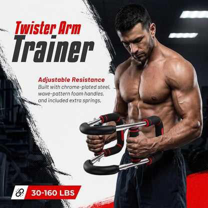 Twister Arm Trainer for Men & Women - Adjustable Power Twister, Upper Body Strength Training Equipment for Home Gym, Chest Expander, Biceps Workout Machine