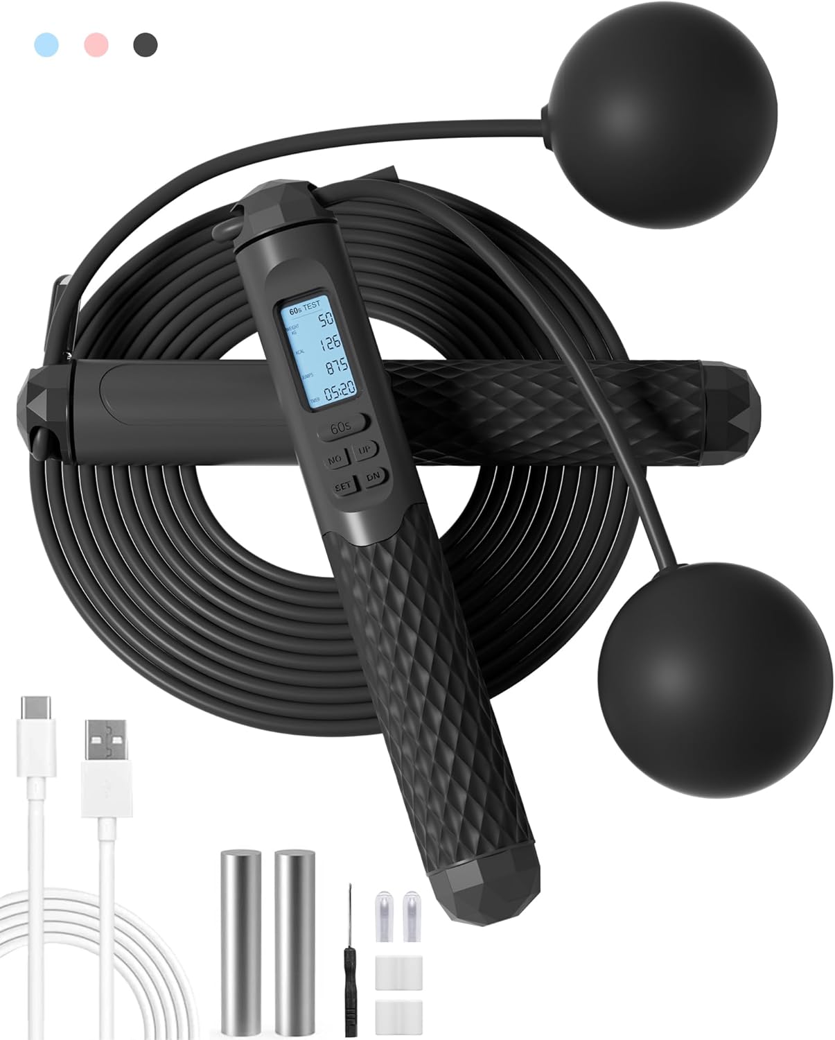 Cordless Jump Rope with Counter for Fitness - Adjustable Smart Skipping Rope for Men Women Kids Outdoor Speed Boxing Crossfit Workout Exercise Cardio