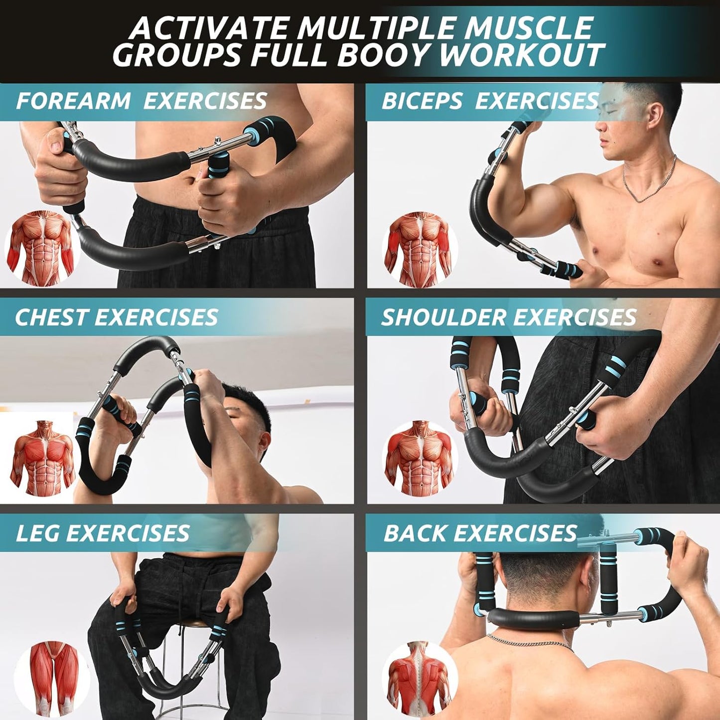 Twister Arm Trainer Arm Shoulder Chest Workout Equipment 45-90Lb Adjustable Strength Trainer Chest Trainer for Men Portable Detachable Home Fitness Equipment