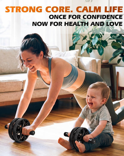 Upgraded Ab Roller Wheel, Abdominal Core Workout Equipment for Home Gym with Knee Pad, Full Body Strength Training Fitness Tool for Men and Women