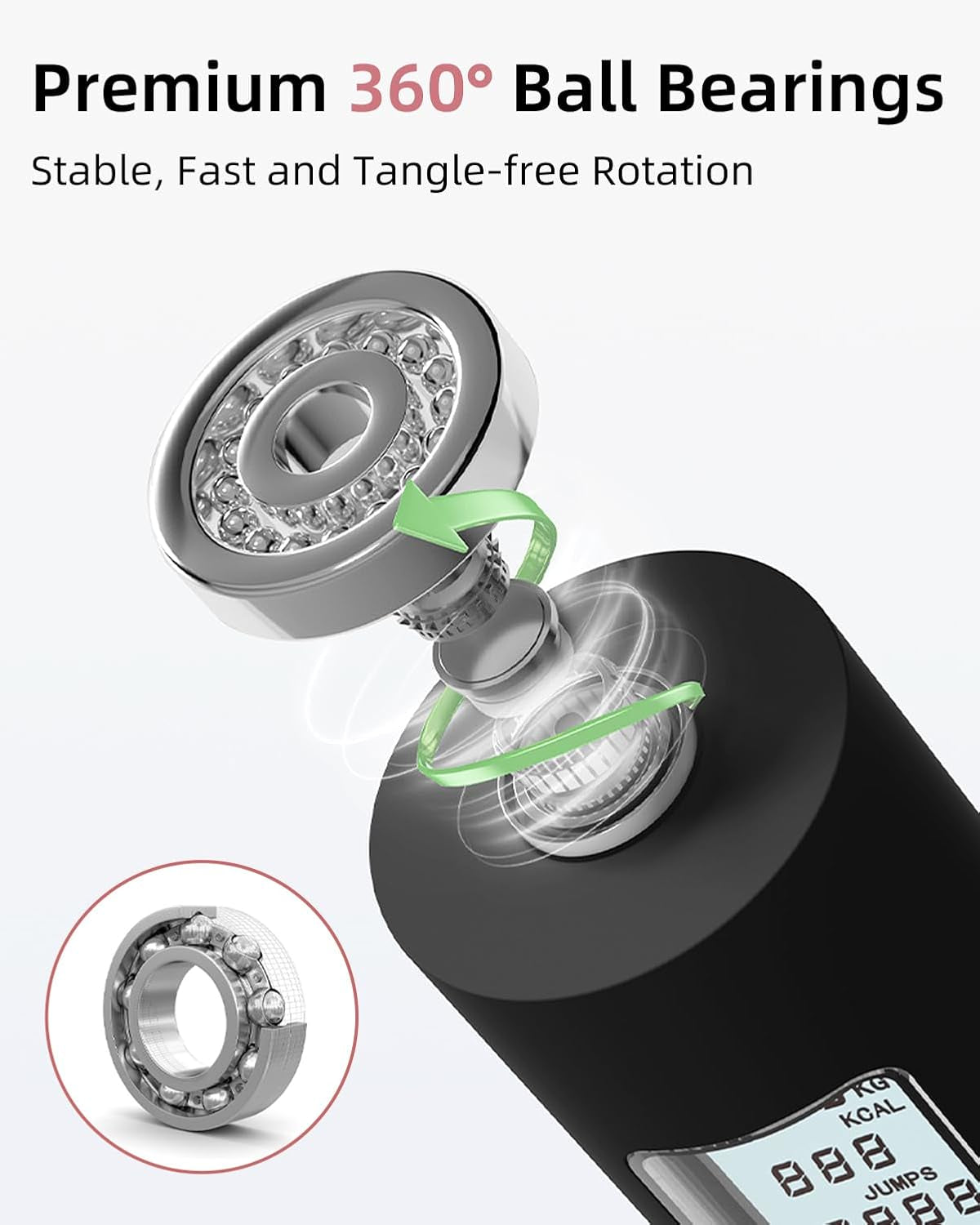 Skipping Ropes for Adults -Cordless Counter Jump Rope with Large Cordless Ball-Weighted Jump Rope for Women with LCD Display