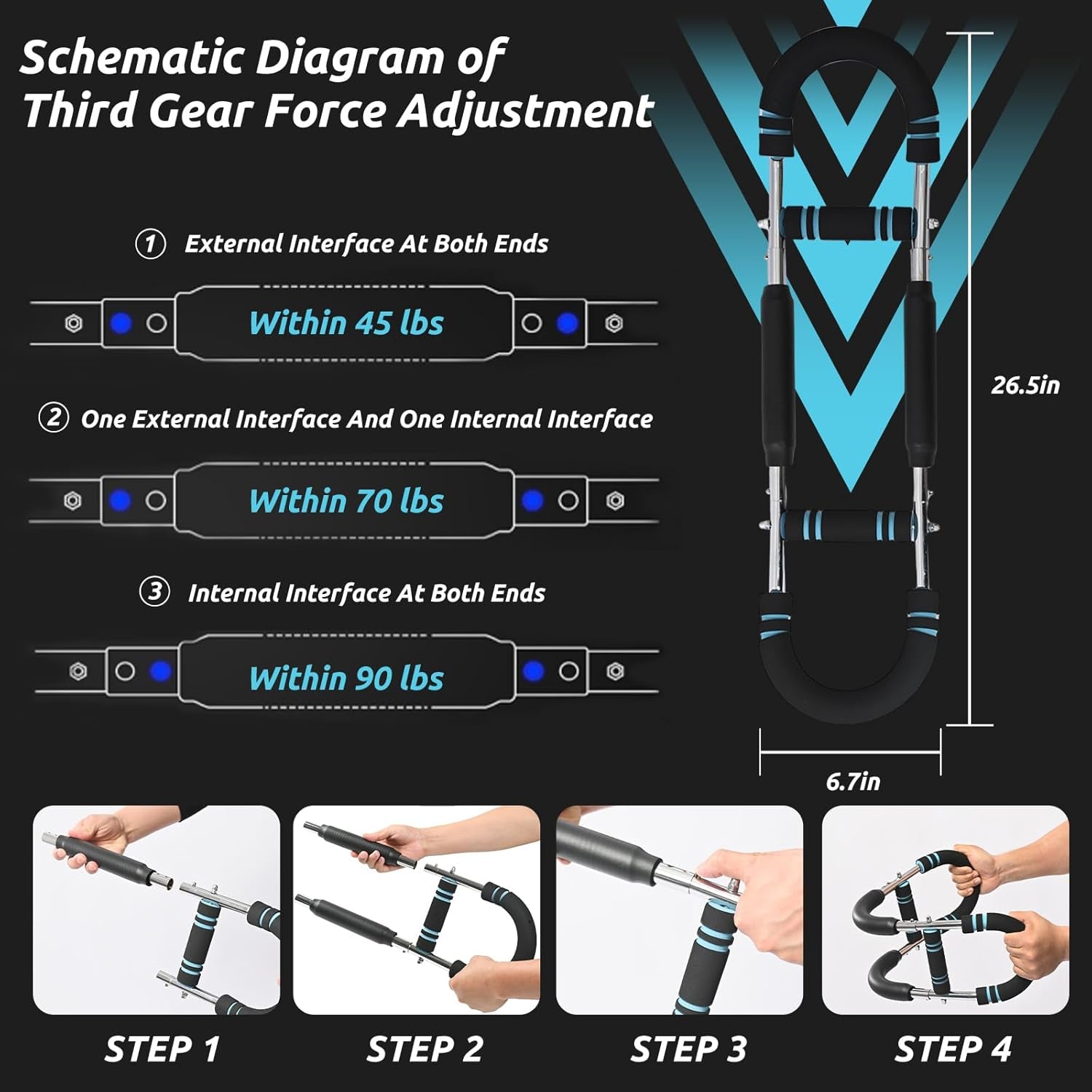 Twister Arm Trainer Arm Shoulder Chest Workout Equipment 45-90Lb Adjustable Strength Trainer Chest Trainer for Men Portable Detachable Home Fitness Equipment
