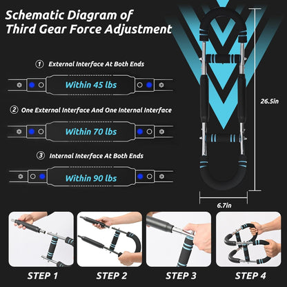 Twister Arm Trainer Arm Shoulder Chest Workout Equipment 45-90Lb Adjustable Strength Trainer Chest Trainer for Men Portable Detachable Home Fitness Equipment