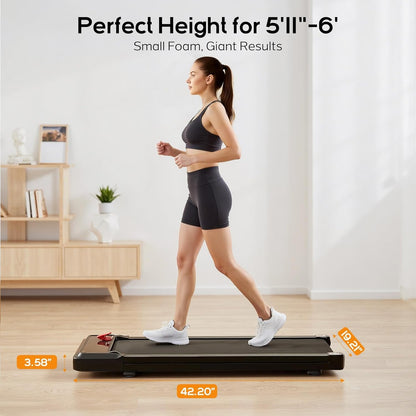 Walking Pad under Desk Treadmill, Portable Compact Electric Walking Treadmill, Quiet Fitness Machine with Remote Control & LED Display for Home Office