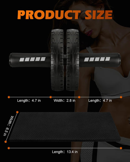 Upgraded Ab Roller Wheel, Abdominal Core Workout Equipment for Home Gym with Knee Pad, Full Body Strength Training Fitness Tool for Men and Women